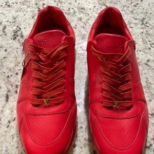 Louis Vuitton x Supreme NY Red Leather 'Run Away' Sneakers Sz 9 LV Mens